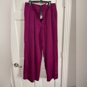 Banana Republic wide leg satin pants - tropical berry size 14